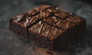 En skiva chokladbrownie, perfekt för ett enkelt brownie recept.