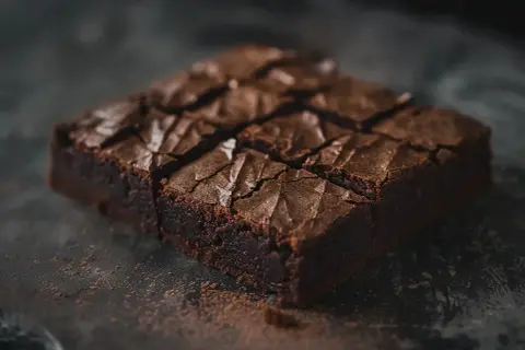 En skiva chokladbrownie, perfekt för ett enkelt brownie recept.