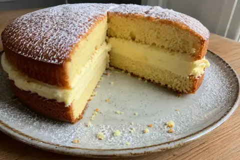 En klassisk sverige kaka med fluffig grädde och pudrat florsocker. Perfekt för fikat!