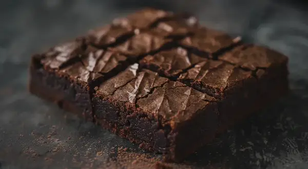En skiva chokladbrownie, perfekt för ett enkelt brownie recept.