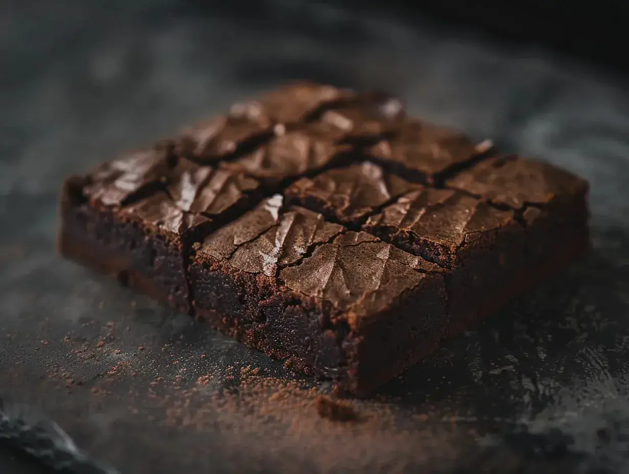 En skiva chokladbrownie, perfekt för ett enkelt brownie recept.