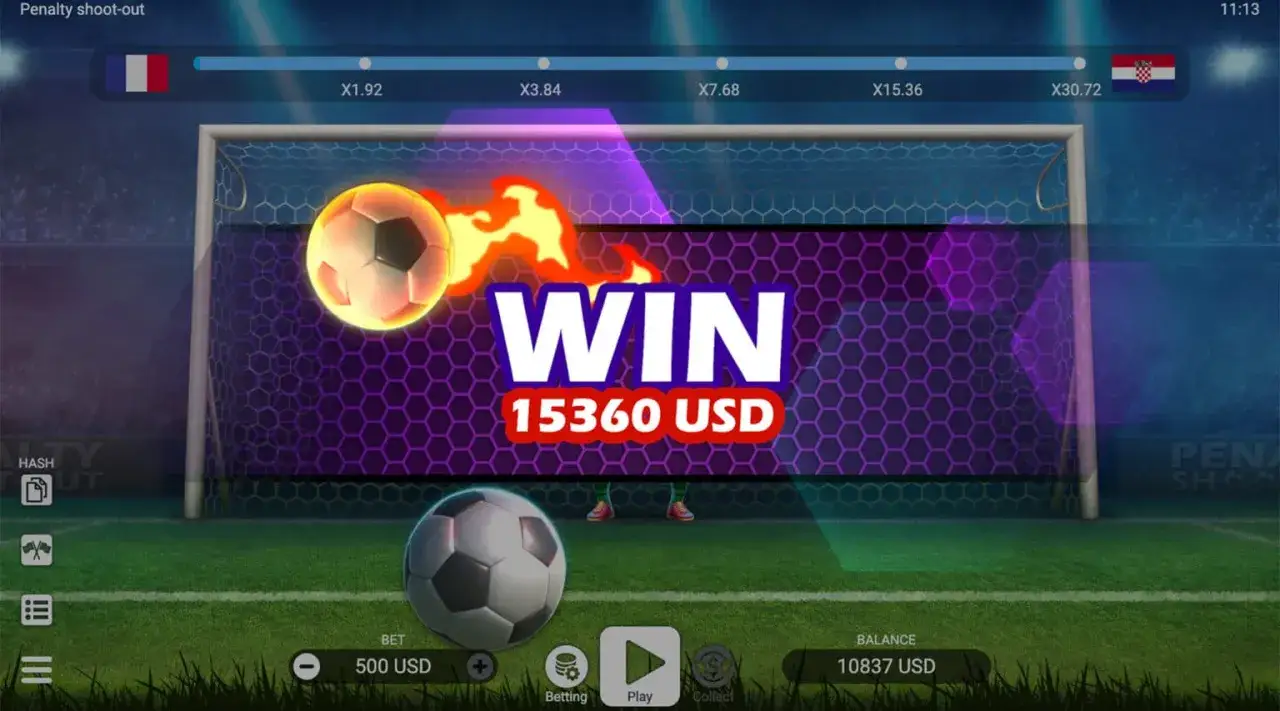 Vinst i Penalty Shoot Out! En fotboll i eld,
